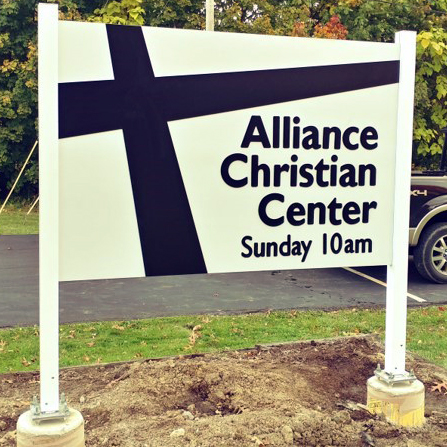 outdoor standing post sign